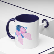 Blue Saturn Wrapped In A Pink Bow Accent Coffee Mug
