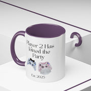 'Player 2 Has Joined The Party' 'Est. 2025' Accent Coffee Mug