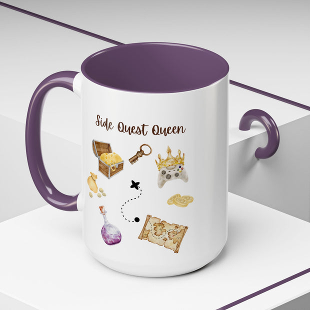 'Side Quest Queen' Accent Coffee Mug