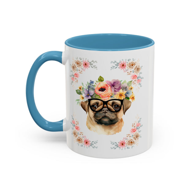Geeky Goddess Pug Accent Coffee Mug
