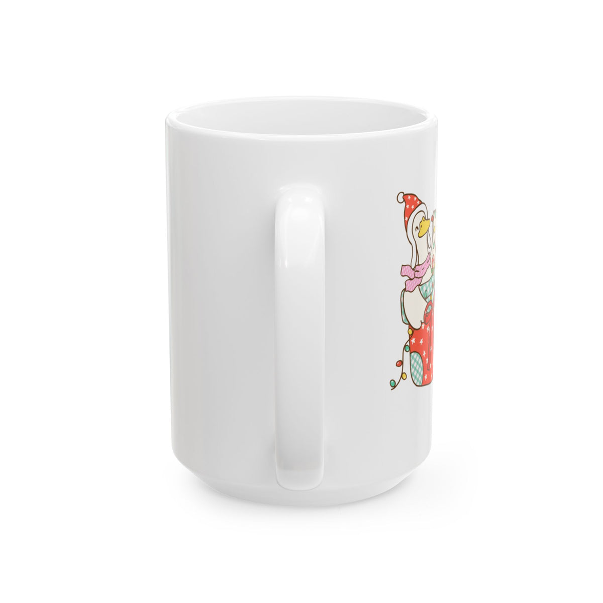 Christmas Duck Carrying Presents Mug | Holiday Ceramic Coffee Cup