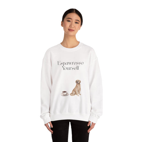 'Espawresso Yourself' Golden Retriever Unisex Crewneck Sweatshirt