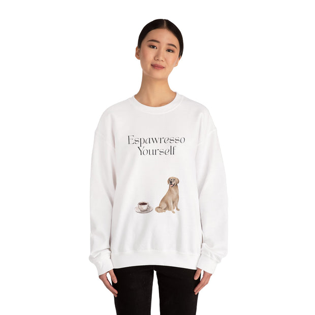 'Espawresso Yourself' Golden Retriever Unisex Crewneck Sweatshirt