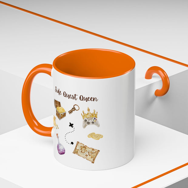 'Side Quest Queen' Accent Coffee Mug