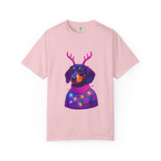 Dachshund in Reindeer Antlers T-Shirt | Christmas Sweater Lights Design