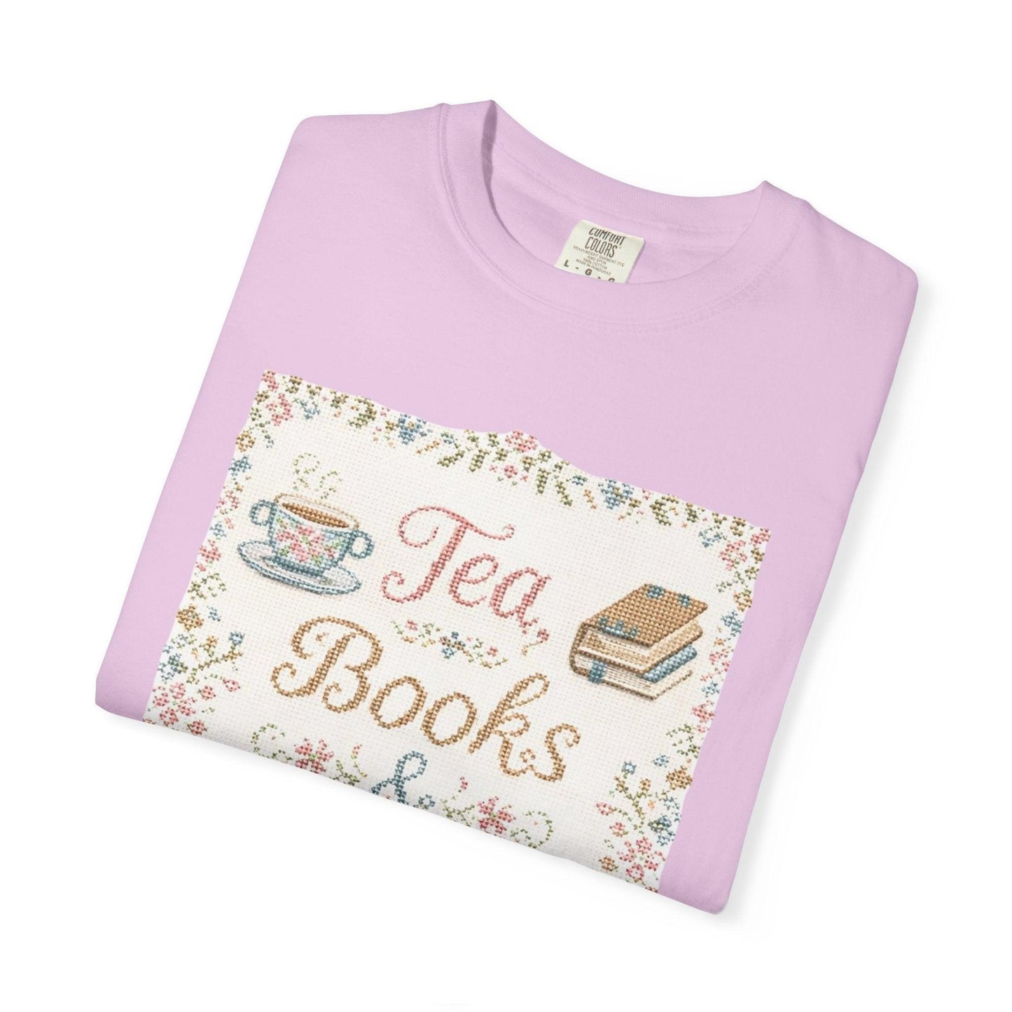 Tea Books & Stitching T-shirt | Reading, Sewing, Cozy Hobby Design