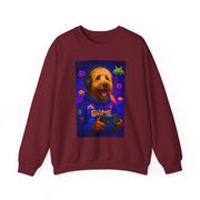 Gaming Golden Doodle Illustration Crewneck Sweatshirt | Retro Arcade Gamer