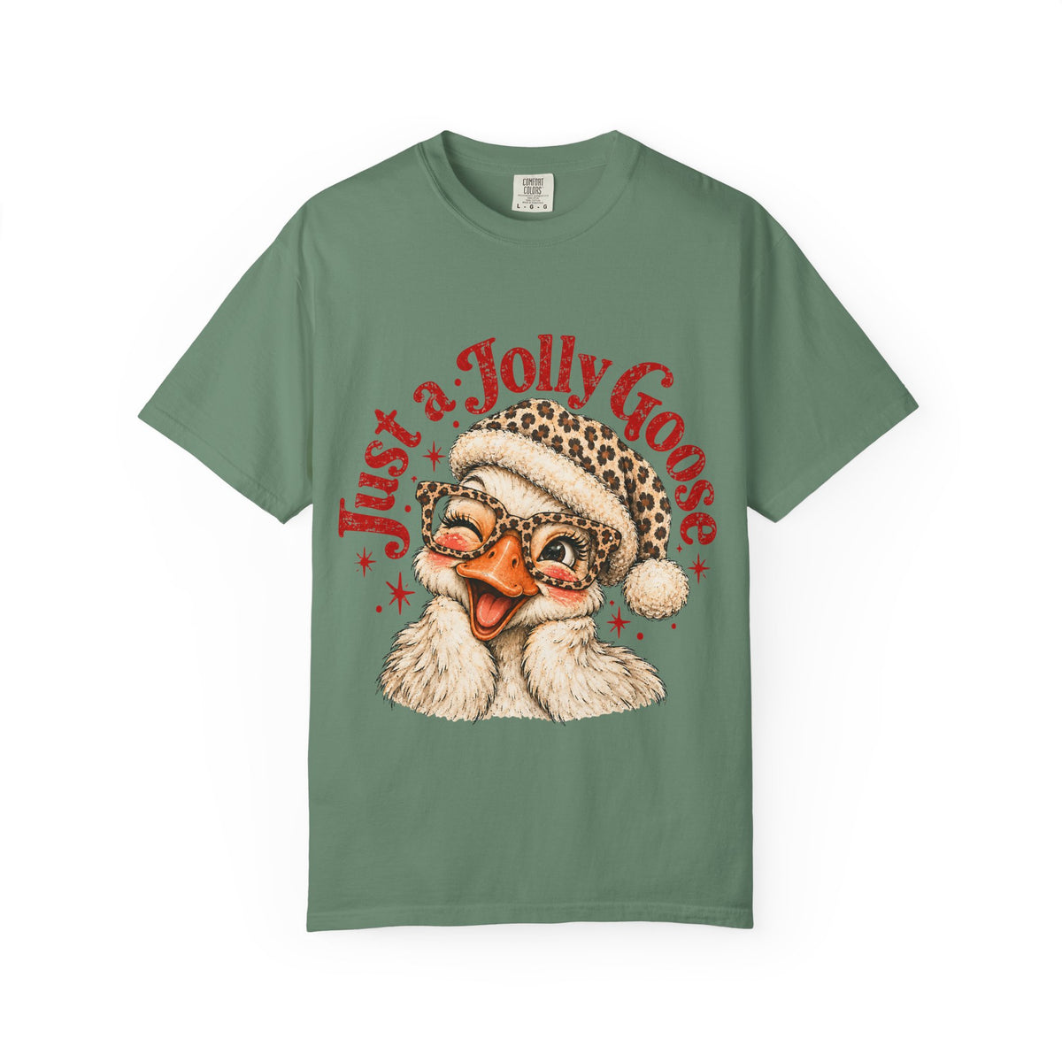 Jolly Goose Christmas Shirt, Funny Christmas Goose Tee, Leopard Santa Goose Shirt, Goose Lover Gift, Retro Holiday T-Shirt