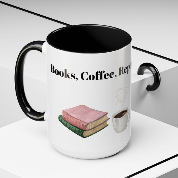'Books, Coffee, Repeat' Accent Coffee Mug