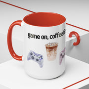 'Game On, Coffee First' Accent Coffee Mug