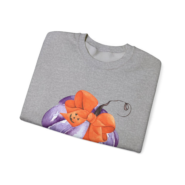 Purple Pumpkin Wrapped In A Bow Unisex Crewneck Sweatshirt
