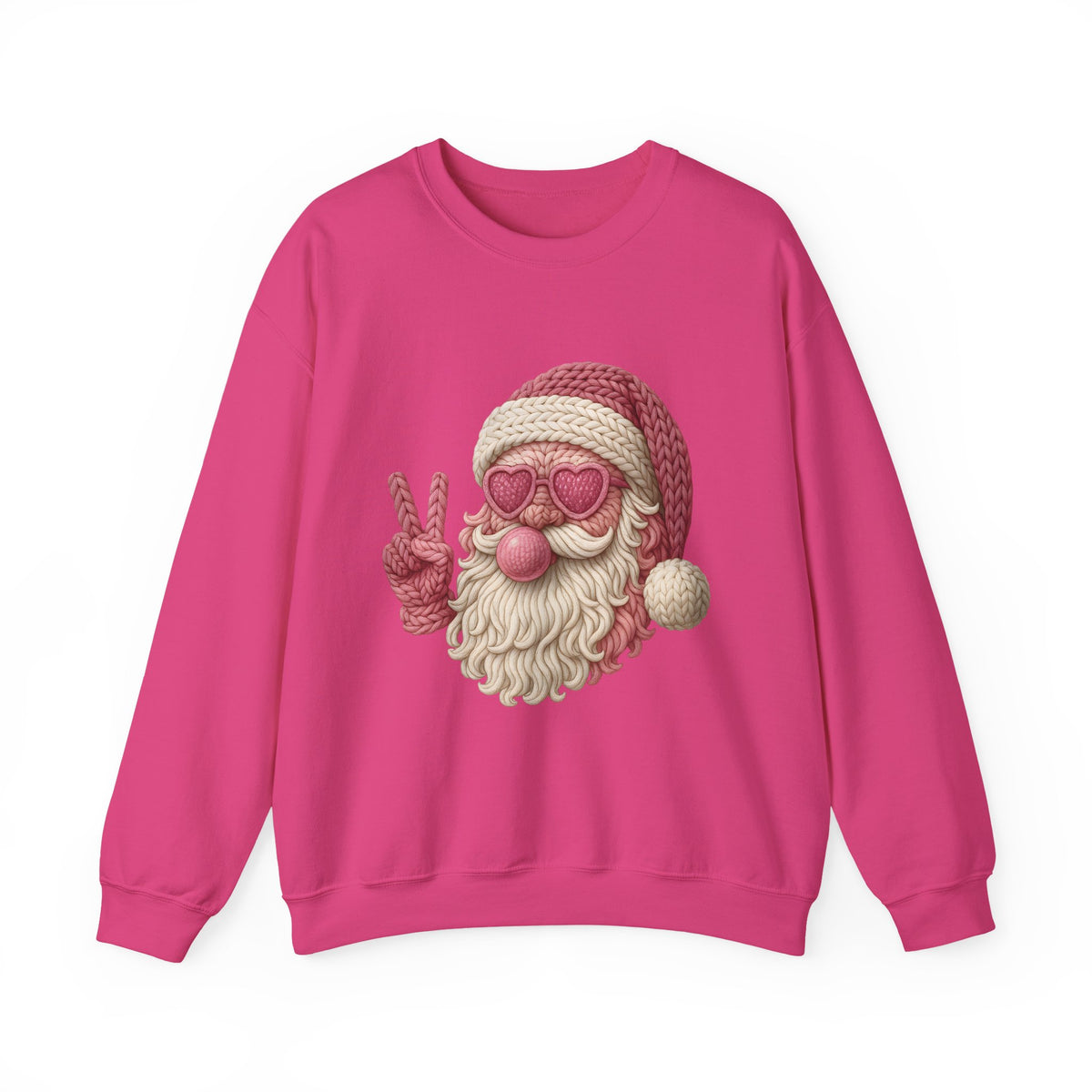 Pink Sunglasses Peace Sign Santa Sweatshirt | Retro Holiday Cozy