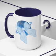 Blue Saturn Wrapped In A Blue Bow Accent Coffee Mug