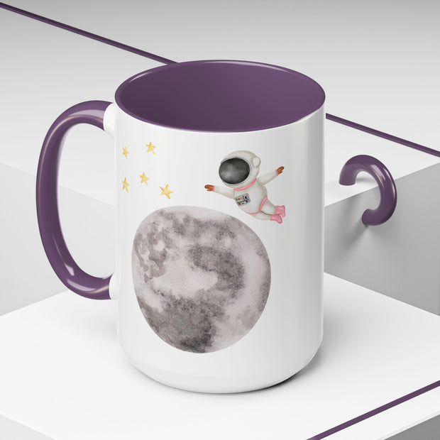 Astronaut Flying To The Moon Accent Coffee Mug
