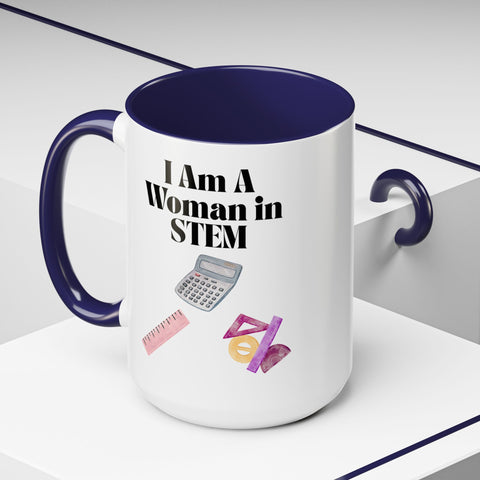 'I Am A Woman In STEM' Accent Coffee Mug