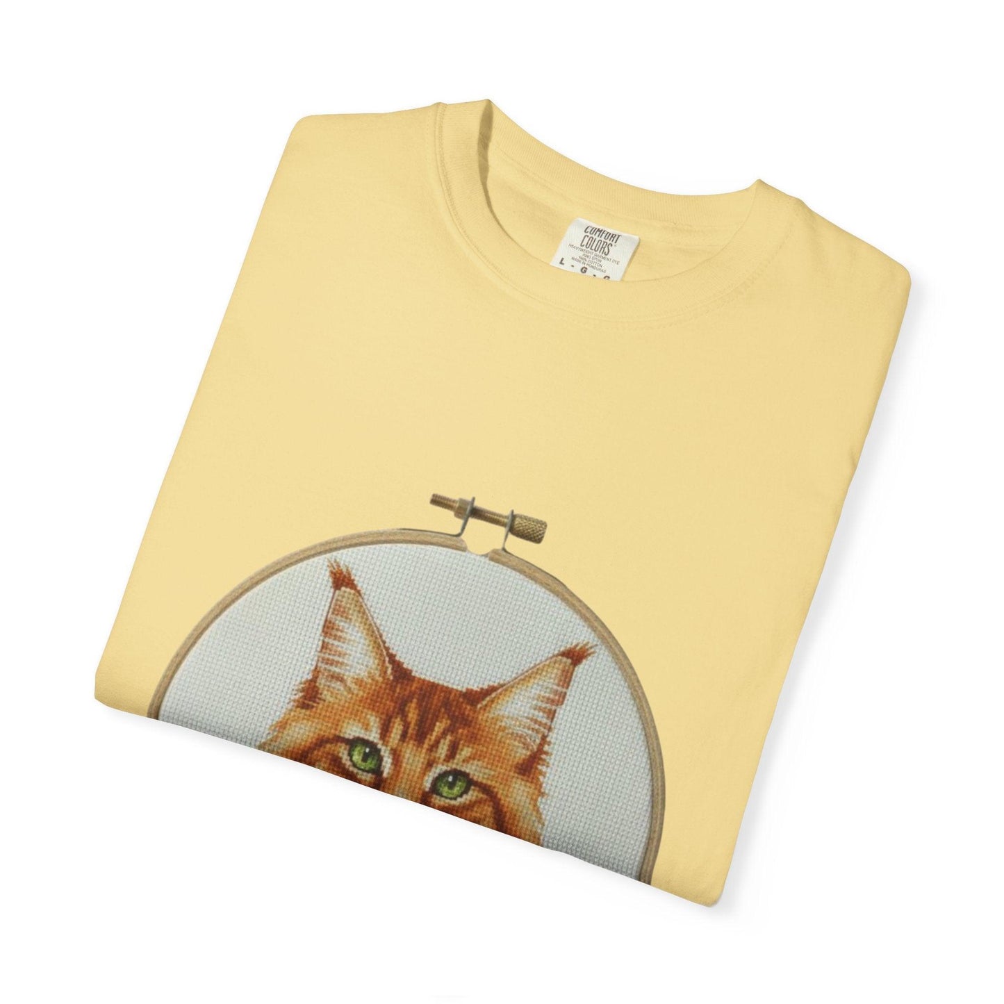 Orange Tabby Cat Portrait T-shirt | Embroidery Hoop Illustration