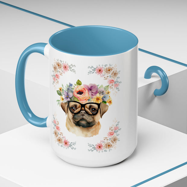 Geeky Goddess Pug Accent Coffee Mug