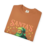 Santa's Cocoa & Code Society T-shirt, Holiday Tee, Xmas Gift, Unisex Garment-Dyed Shirt, Fun Santa Design, Cozy Christmas Apparel