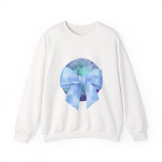 Blue/Green Planet Wrapped In A Bow Unisex Crewneck Sweatshirt