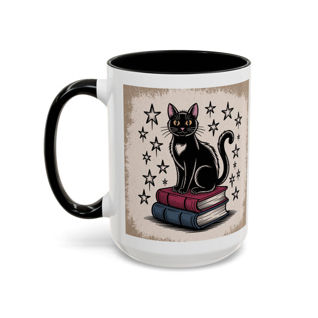 Cat and Book Lover's Accent Coffee Mug