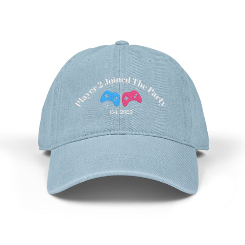 'Player 2 Joined The Party' 'Est. 2025' Denim Embroidered Cap