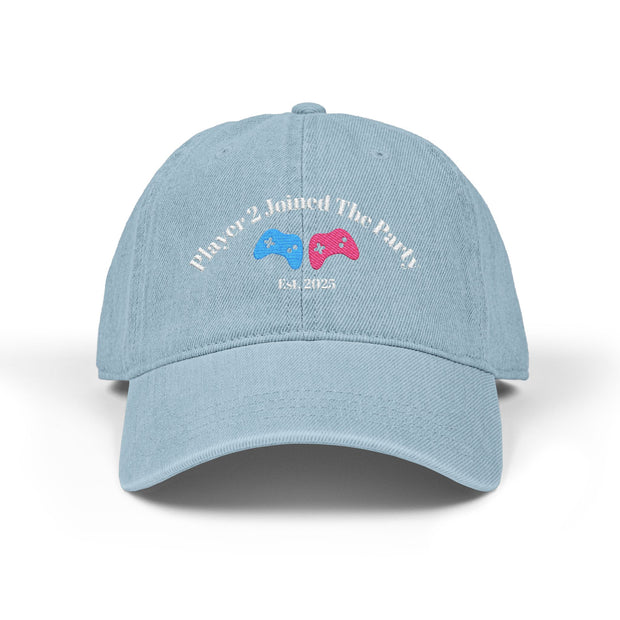 'Player 2 Joined The Party' 'Est. 2025' Denim Embroidered Cap
