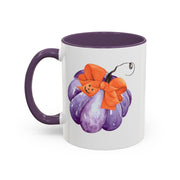 Purple Pumpkin Wrapped In A Bow Accent Coffee Mug