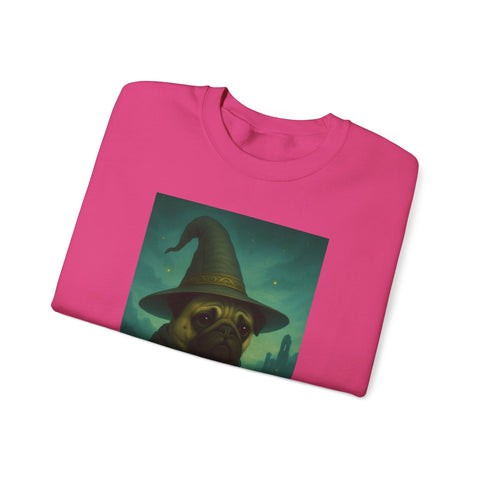 Wizard Pug Sweatshirt, Cozy Unisex Sweatshirt, Funny Pet Lover Gift, Halloween Apparel, Casual Trendy Crewneck