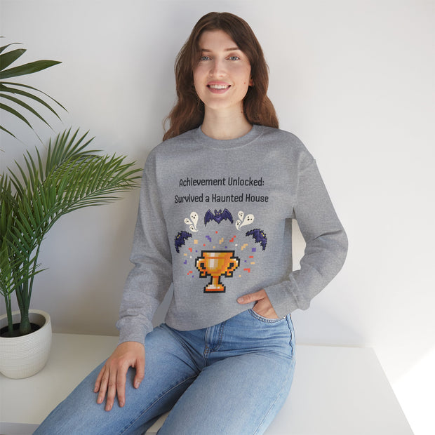 'Achievement Unlocked: Survived A Haunted House' Unisex Crewneck Sweatshirt