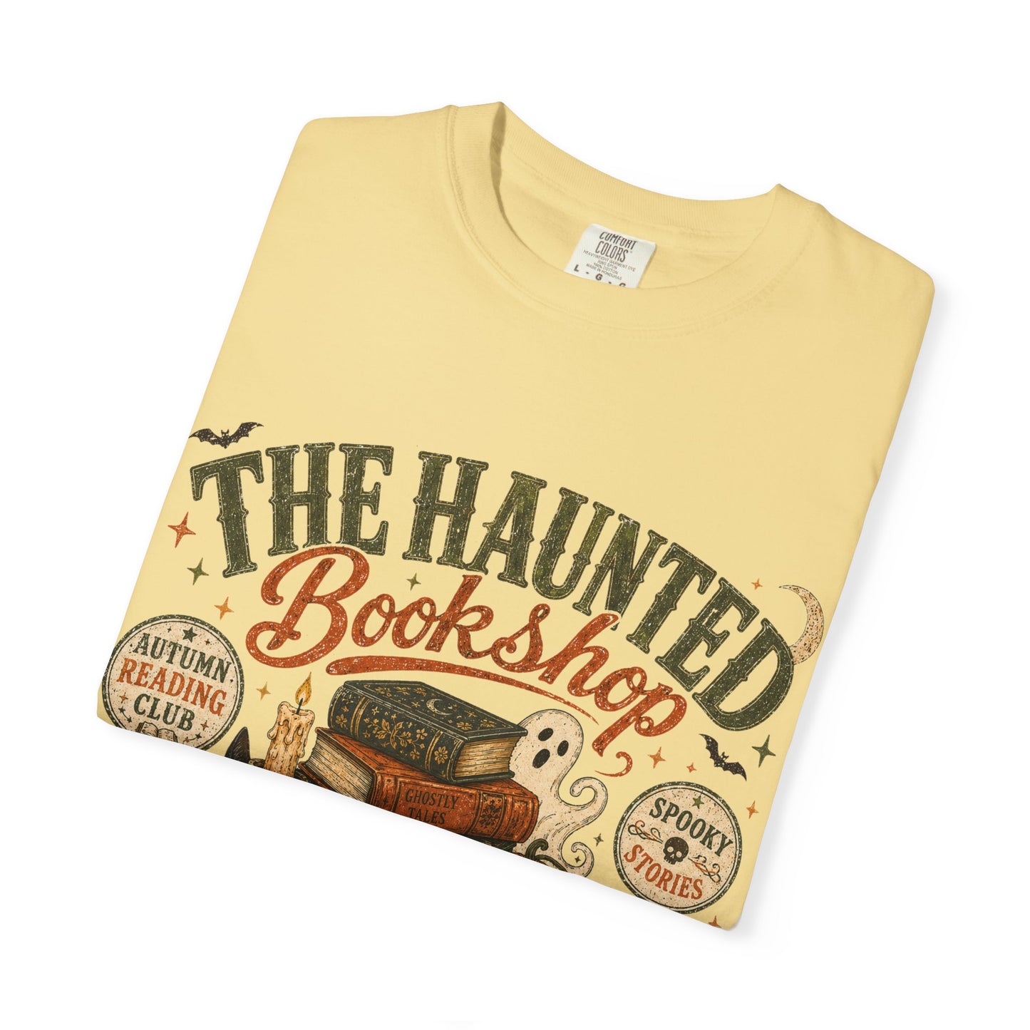 The Haunted Bookshop T-Shirt, Spooky Book Lover Shirt, Cozy Autumn Reading Tee, Halloween Bookstore Graphic, BookTok Reader Gift