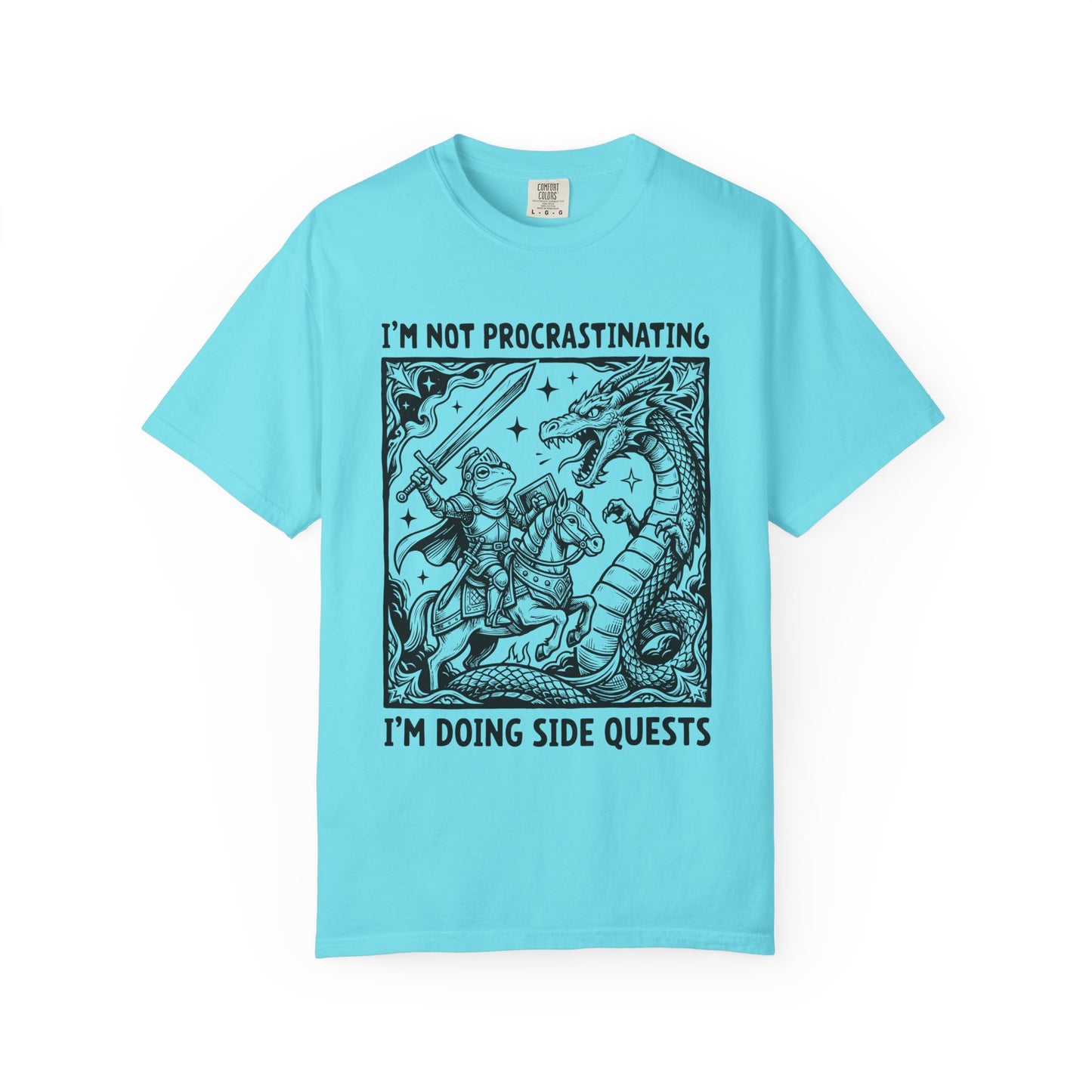 I'm Not Procrastinating I'm Doing Side Quests T-Shirt, Funny Gamer Tee, RPG Knight vs Dragon Shirt, Fantasy Gaming Graphic T-Shirt, Nerd Gift