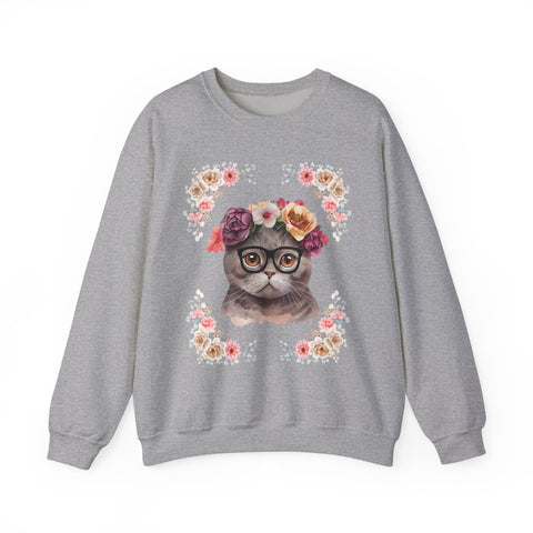 Geeky Goddess Dark Gray Cat Unisex Crewneck Sweatshirt
