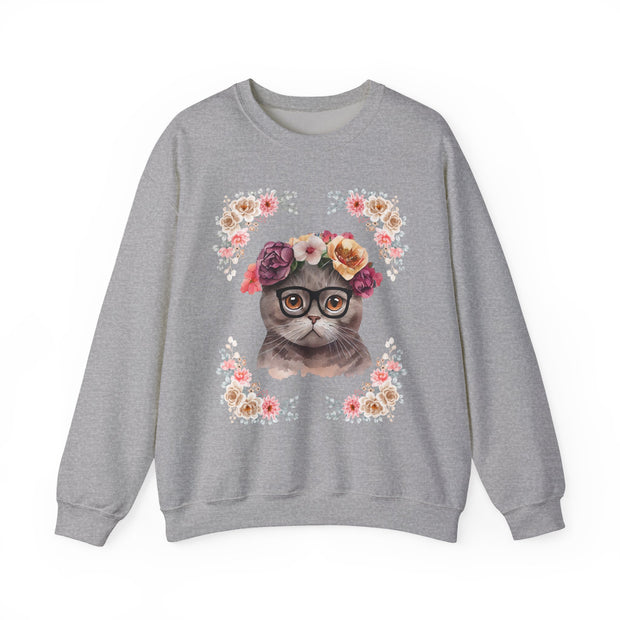 Geeky Goddess Dark Gray Cat Unisex Crewneck Sweatshirt