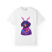 Dachshund in Reindeer Antlers T-Shirt | Christmas Sweater Lights Design