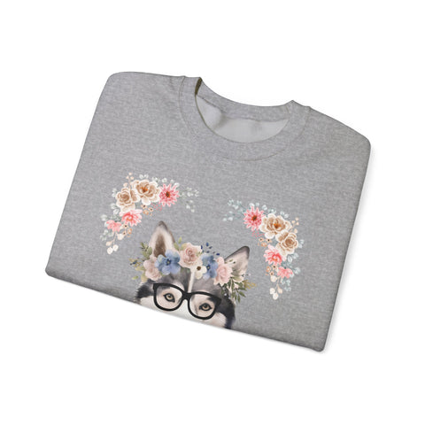 Geeky Goddess Siberian Husky Unisex Crewneck Sweatshirt