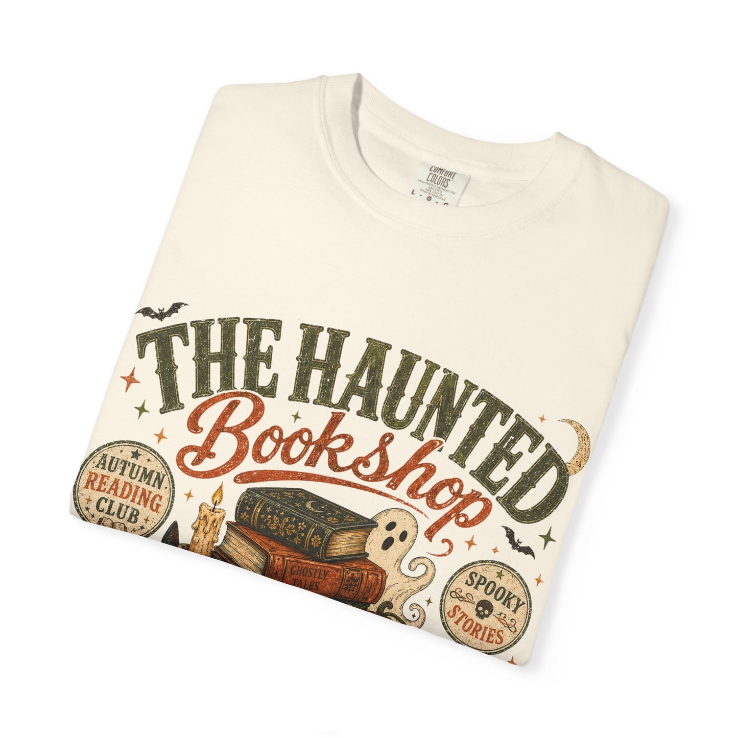The Haunted Bookshop T-Shirt, Spooky Book Lover Shirt, Cozy Autumn Reading Tee, Halloween Bookstore Graphic, BookTok Reader Gift