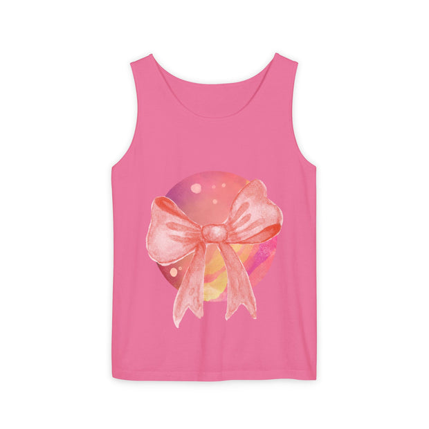 Pink/Yellow Planet Wrapped In Bow Unisex Tank Top