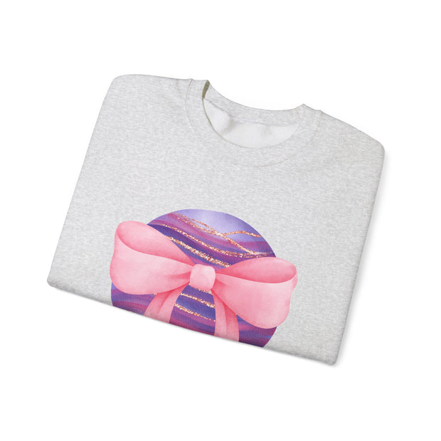 Pink/Purple Planet Wrapped In A Bow Crewneck Sweatshirt
