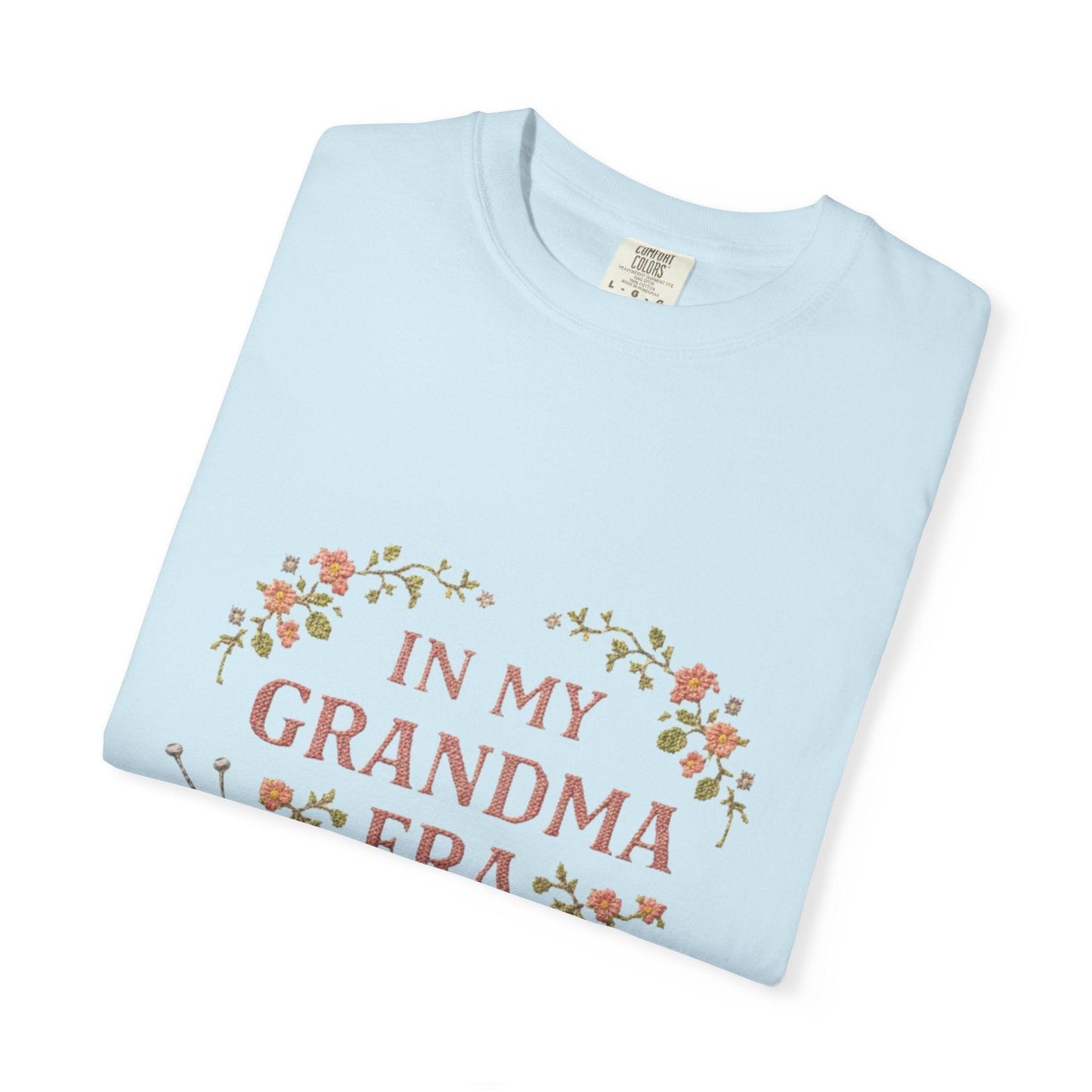 In My Grandma Era knitting balls glasses T-shirt | vintage floral knit design