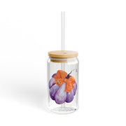 Purple Pumpkin Wrapped In A Bow Sipper Glass