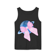 Blue Saturn Wrapped In Pink Bow Unisex Tank Top