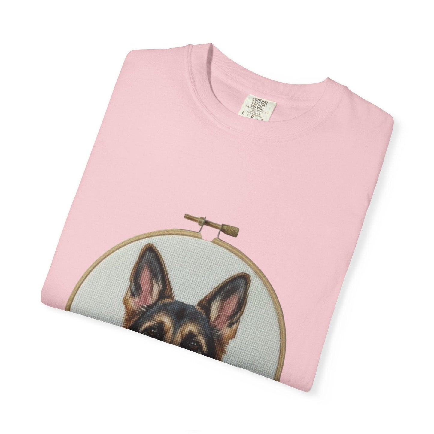 German Shepherd Portrait T-Shirt | Embroidery Hoop Dog Illustration