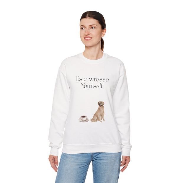 'Espawresso Yourself' Golden Retriever Unisex Crewneck Sweatshirt