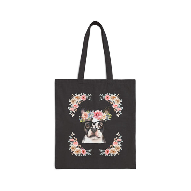 Geeky Goddess French Bulldog Cotton Canvas Tote Bag