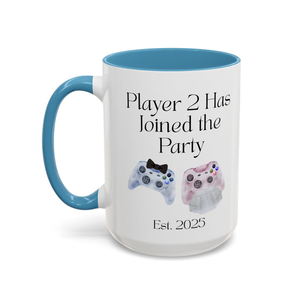 'Player 2 Has Joined The Party' 'Est. 2025' Accent Coffee Mug