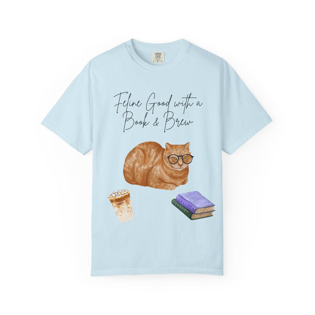 'Feline Good with a Book & Brew' Unisex T-Shirt
