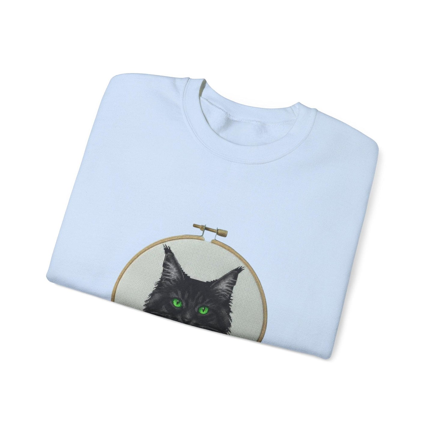 Black Cat Portrait Sweatshirt | Embroidery Hoop Floral Crewneck