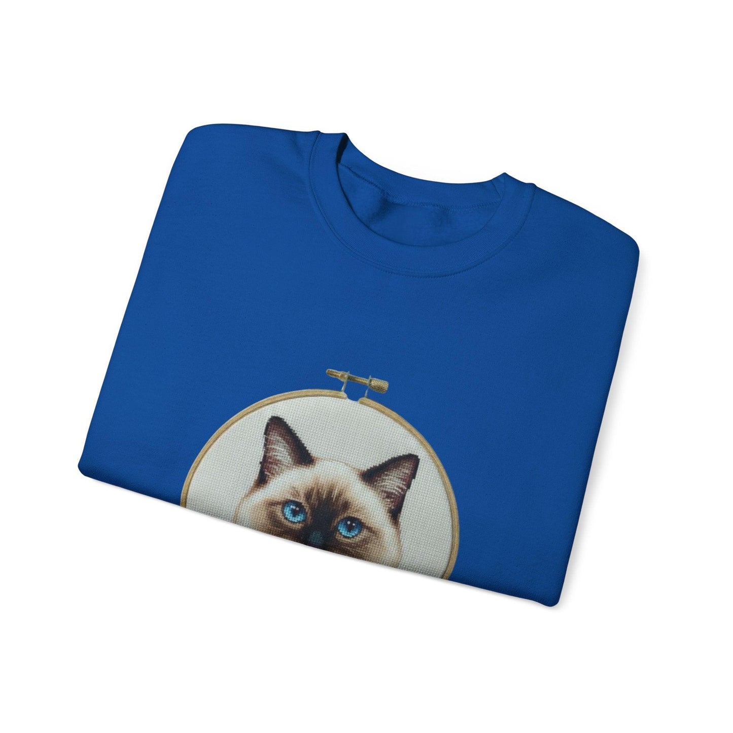 Siamese Cat Portrait Sweatshirt | Embroidery Hoop Floral Frame