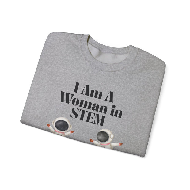 "I Am A Woman in STEM" Astronaut Unisex Crewneck Sweatshirt