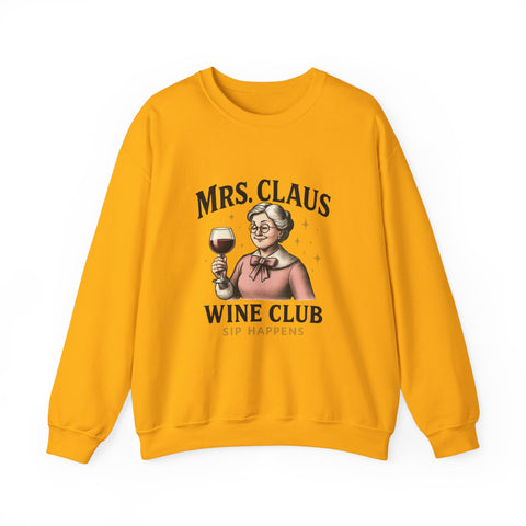 Mrs. Claus Wine Club Sweatshirt - Cozy Gift for Wine Lovers, Holiday Apparel, Funny Christmas Sweatshirt, Sip Happens Fashion